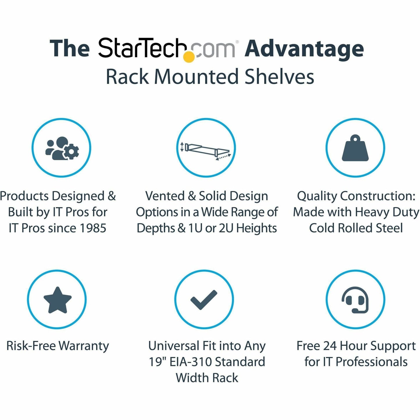 StarTech.com 1U Vented Server Rack Cabinet Shelf - Fixed 10in Deep Cantilever Rackmount Tray for 19" Data/AV/Network Enclosure w/Cage Nuts