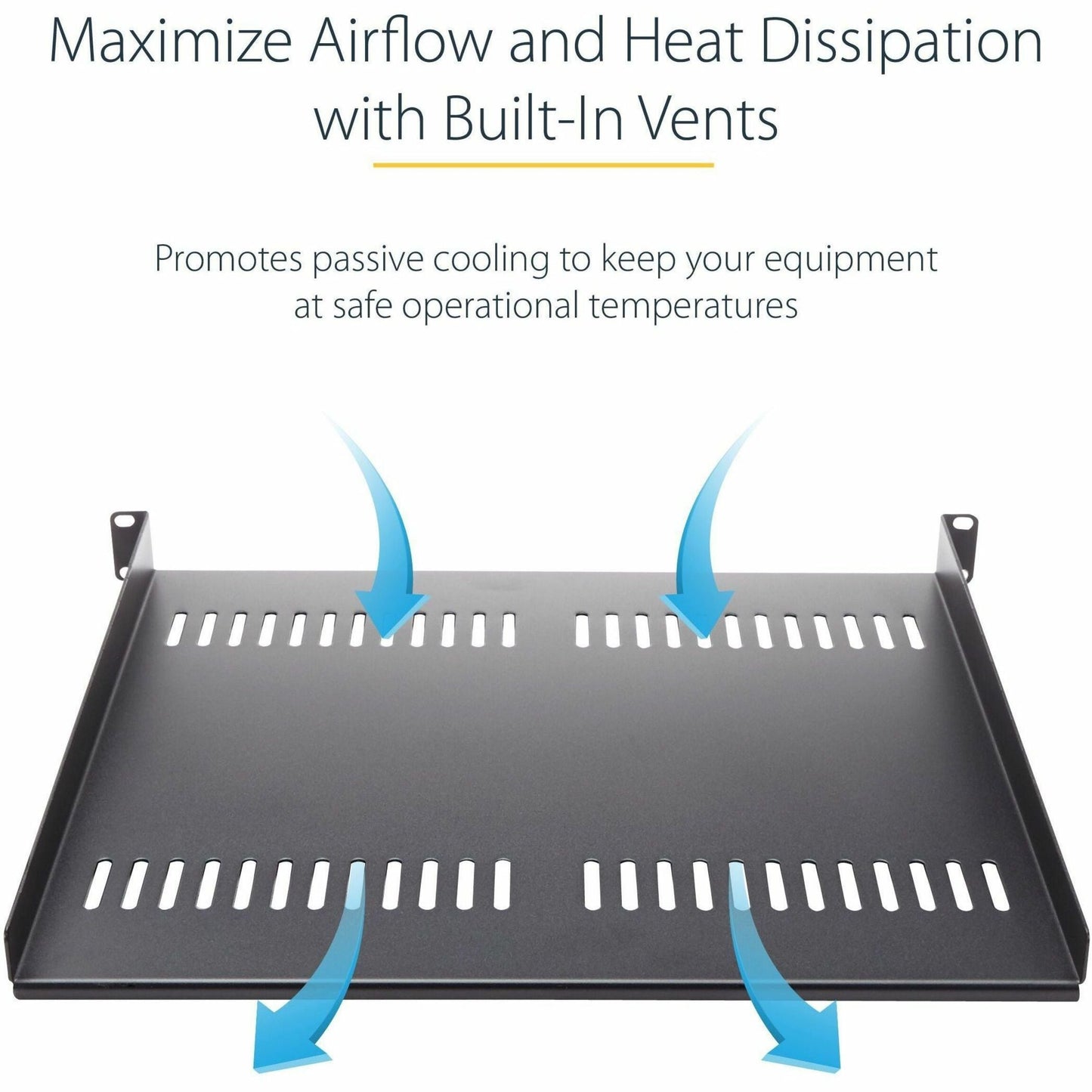 StarTech.com 1U Vented Server Rack Cabinet Shelf - Fixed 10in Deep Cantilever Rackmount Tray for 19" Data/AV/Network Enclosure w/Cage Nuts