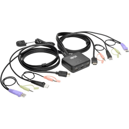 Tripp Lite 2-Port USB/HD Cable KVM Switch with Audio/Video Cables and USB Peripheral Sharing