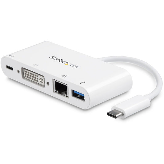 StarTech.com USB C Multiport Adapter to DVI-D (Digital) Video - 60W PD Passthrough/GbE/USB-A - Portable USB Type-C/Thunderbolt 3 Mini Dock