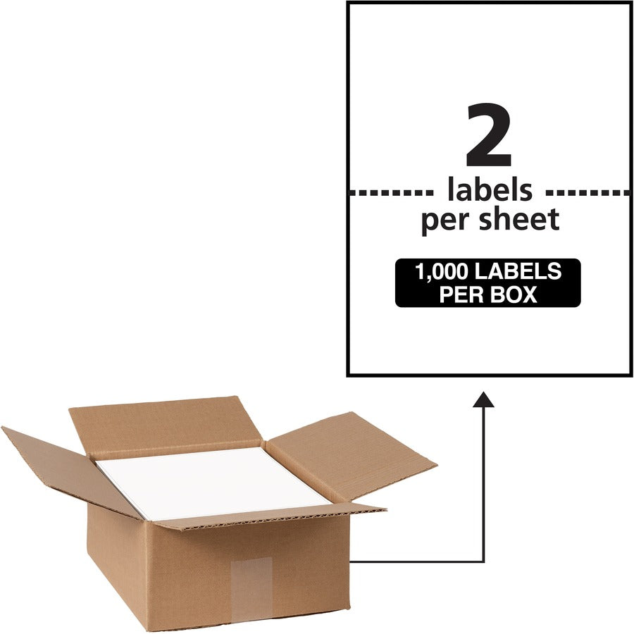 Avery&reg; Waterproof Shipping Labels with Ultrahold&reg; Permanent Adhesive 5-1/2" x 8-1/2"  1000 Labels for Laser Printers (95526)