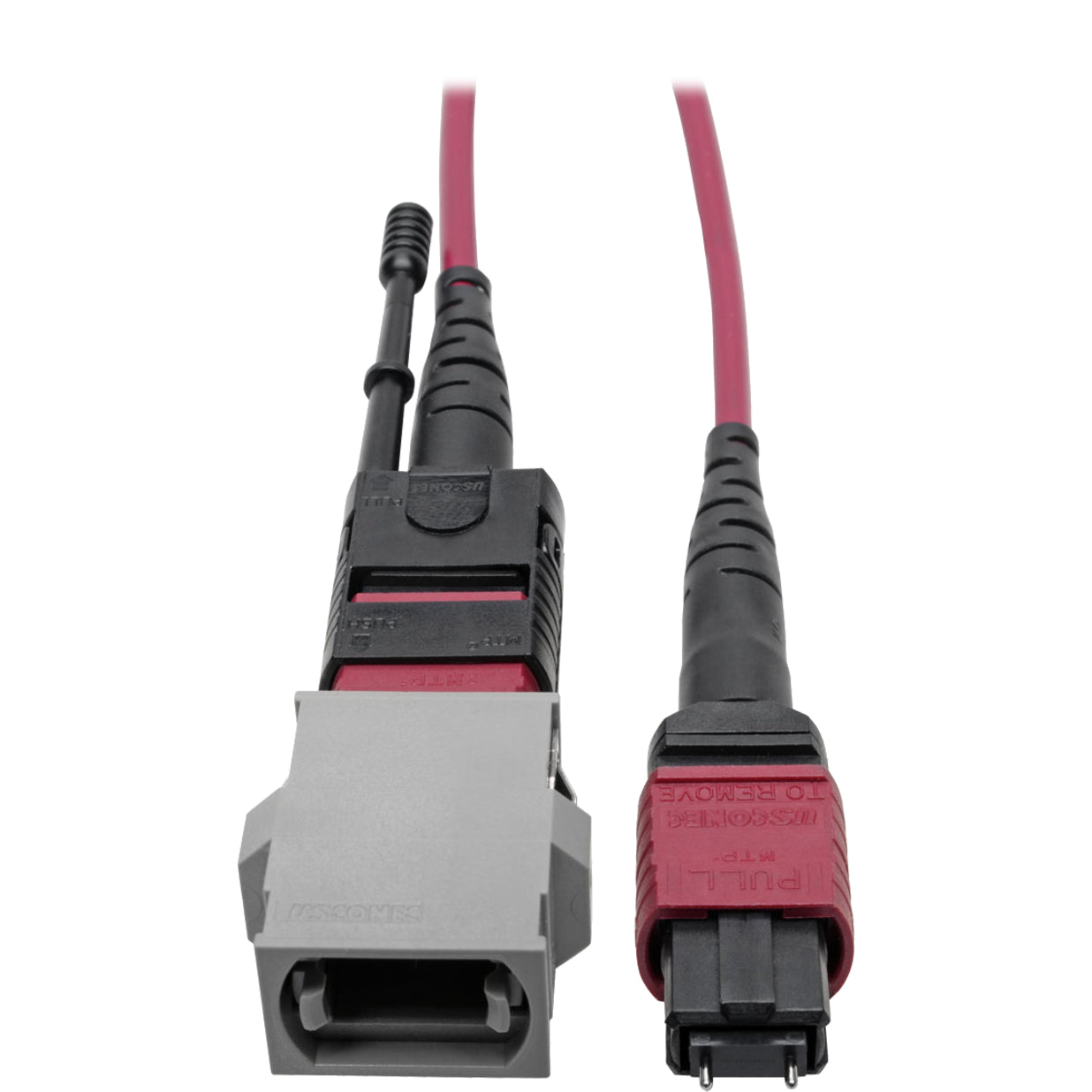 Tripp Lite MTP/MPO Parallel Optics Base-8 Migration Fiber Adapter Polarity A to B 12 Fiber 40GB/100GB OM4 M/F Magenta 8 in.