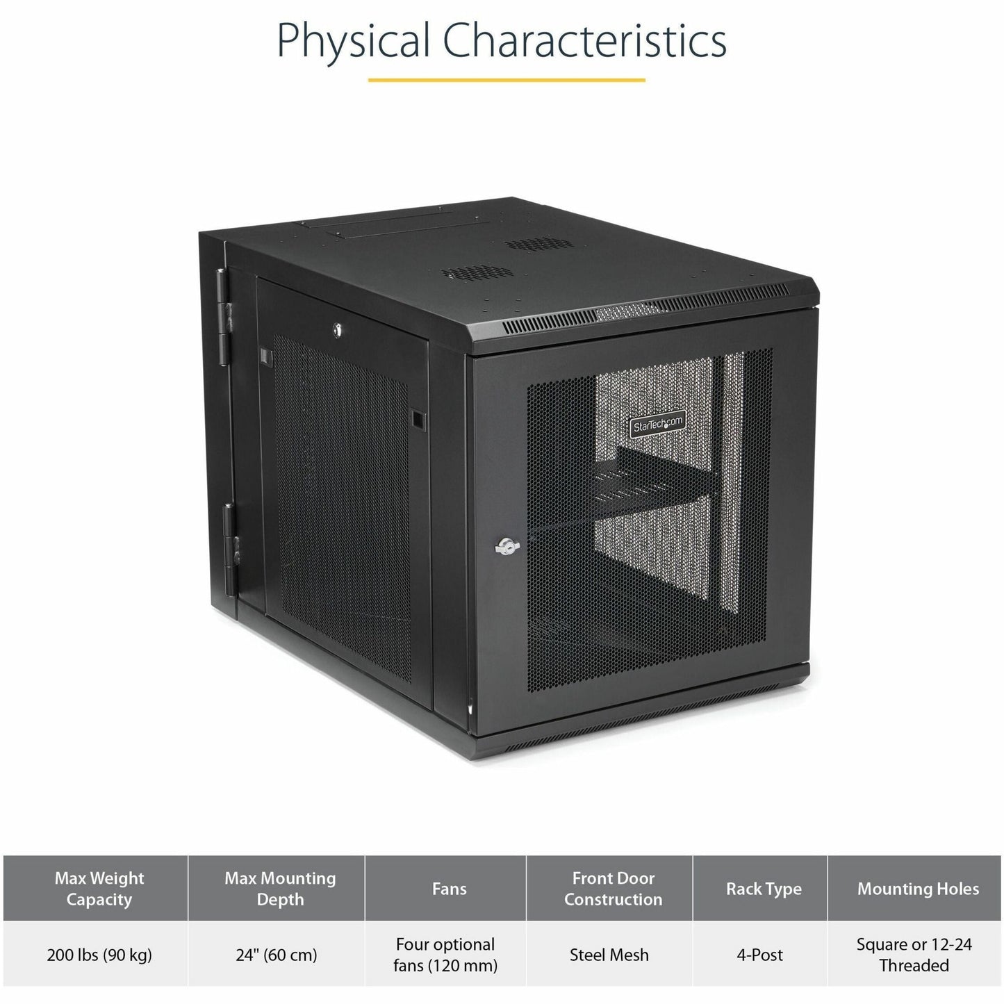 StarTech.com 12U 19" Wall Mount Network Cabinet - 24" Deep Hinged Vented Server Room Enclosure Locking Flexible IT Equipment Rack w/Shelf