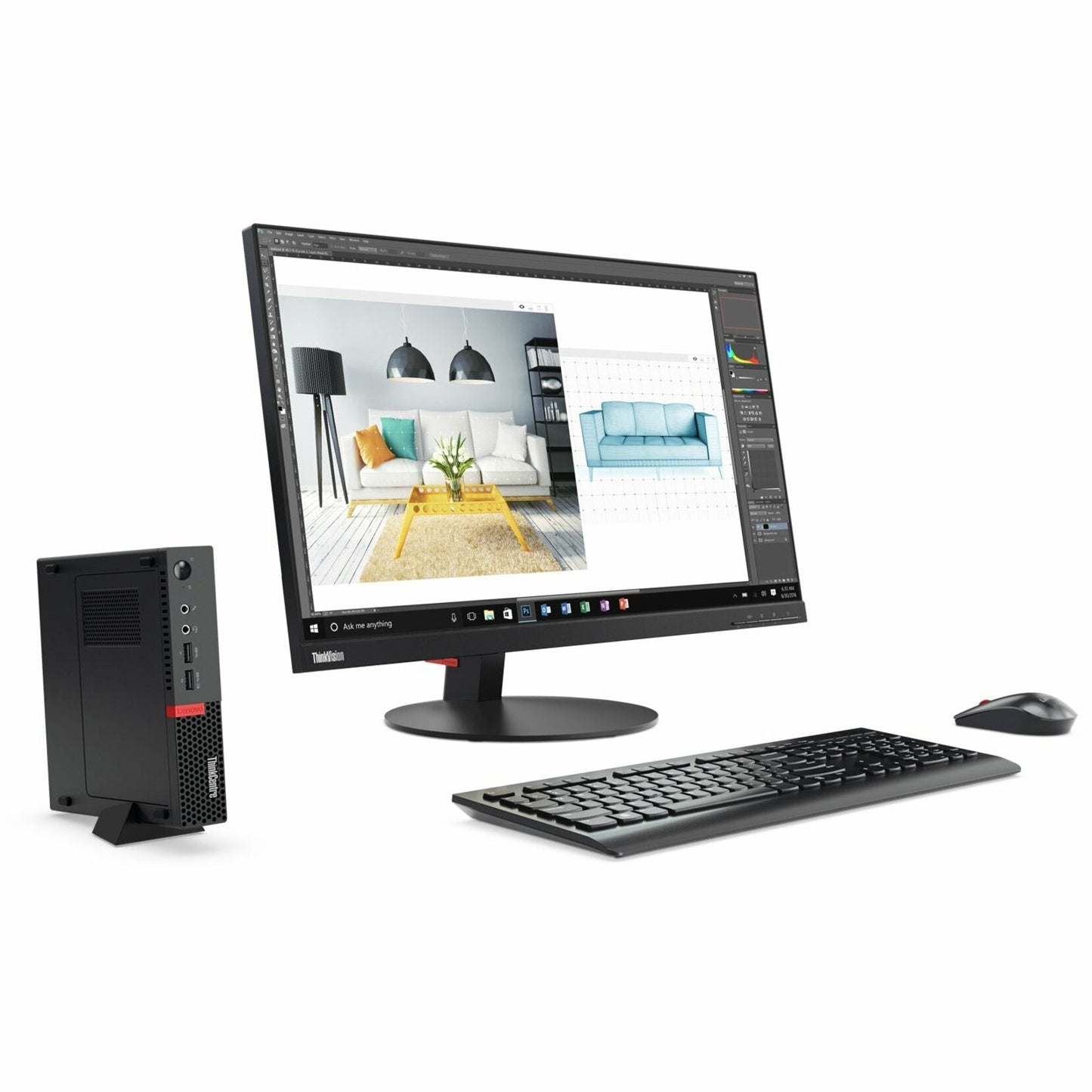 Lenovo ThinkCentre M910q 10MUS1P800 Desktop Computer - Intel Core i7 6th Gen i7-6700T 2.80 GHz - 8 GB RAM DDR4 SDRAM - 500 GB HDD - Tiny
