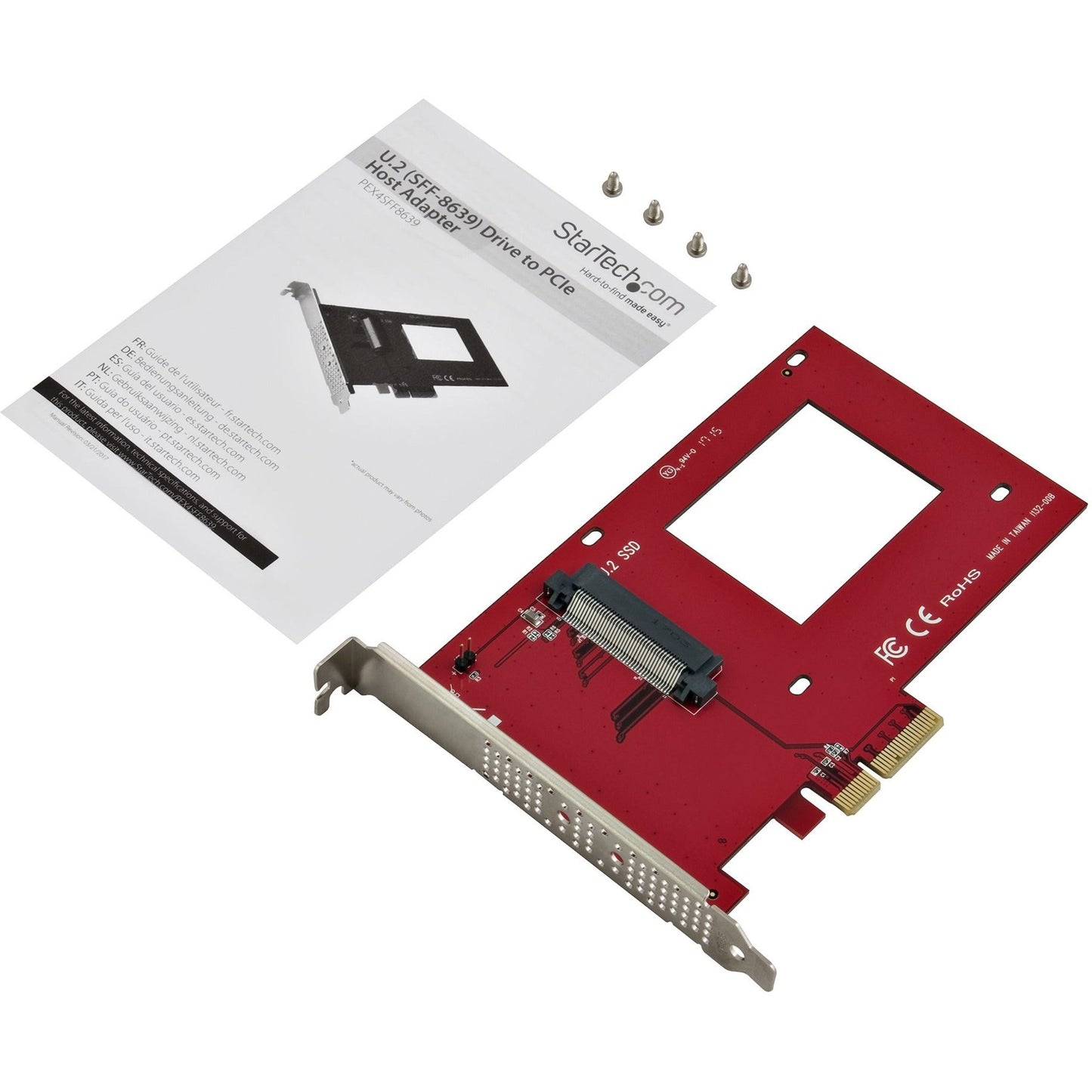 StarTech.com U.2 to PCIe Adapter for 2.5" U.2 NVMe SSD - SFF-8639 PCIe Adapter - x4 PCI Express 4.0 - NVMe PCIe Adapter - U.2 PCIe Card