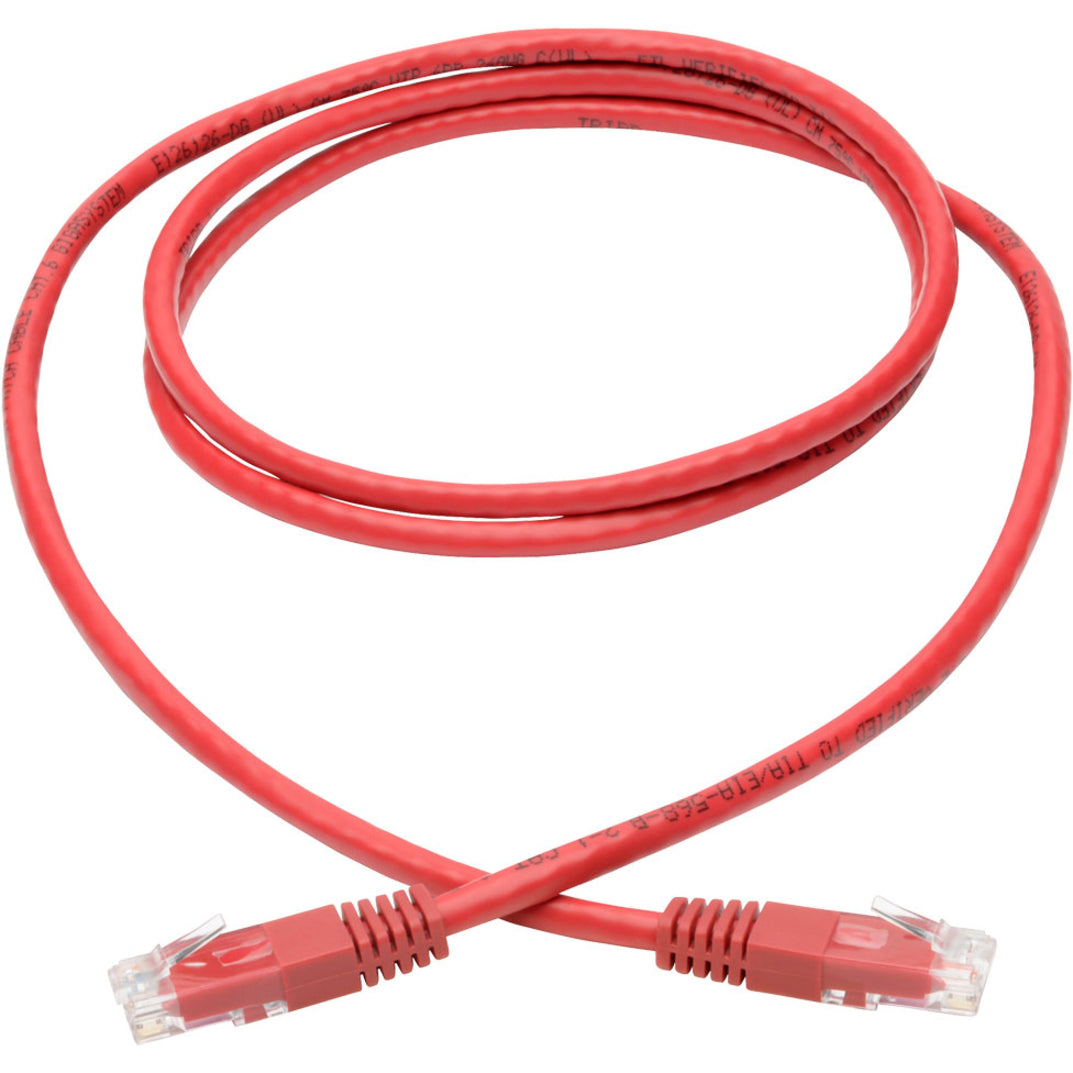Tripp Lite Cat6 Gigabit Molded (UTP) Ethernet Cable (RJ45 M/M) PoE Red 5 ft. (1.52 m)