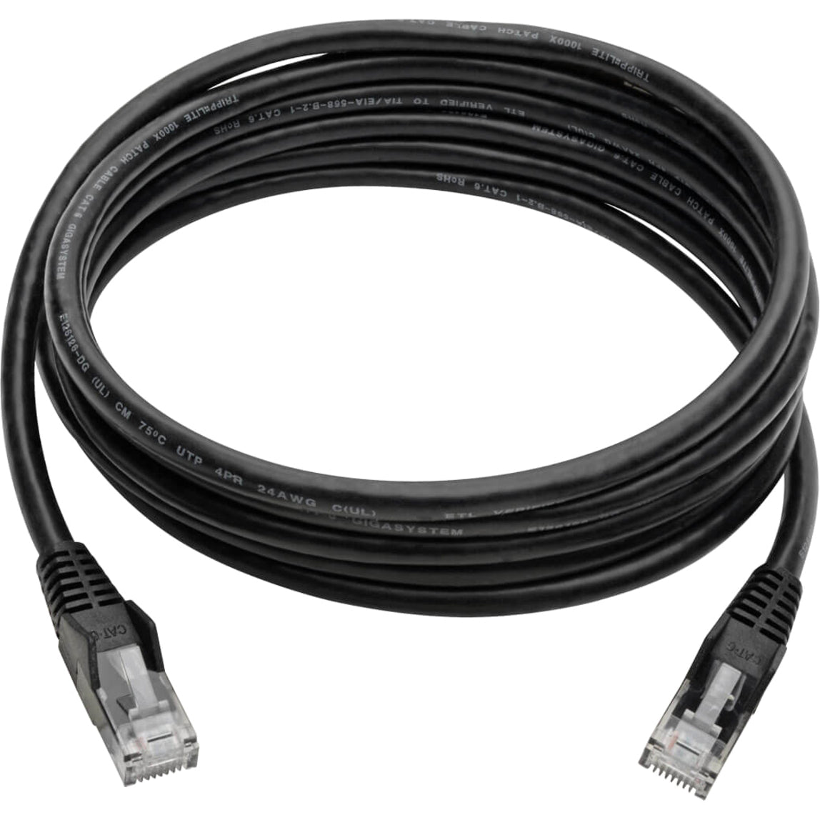 Tripp Lite Cat6 Gigabit Snagless Molded (UTP) Ethernet Cable (RJ45 M/M) PoE Black 8 ft. (2.43 m)