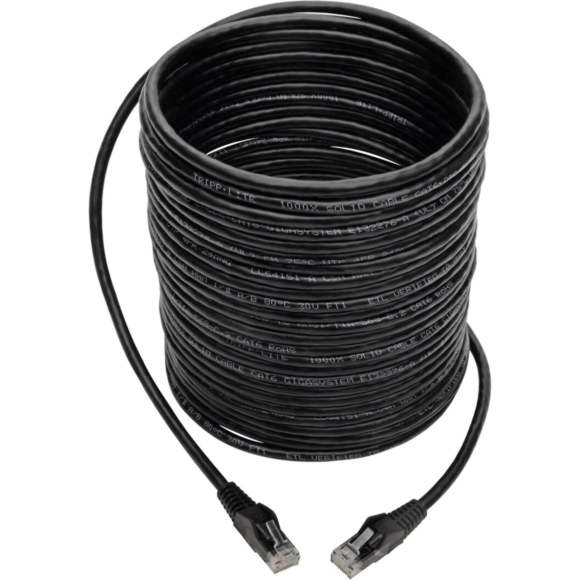 Tripp Lite Cat6 Gigabit Snagless Molded (UTP) Ethernet Cable (RJ45 M/M) PoE Black 35 ft. (10.67 m)