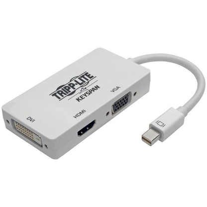 Tripp Lite Keyspan Mini DisplayPort to VGA/DVI/HDMI All-in-One Video Converter Adapter 4K 60 Hz HDMI DP 1.2 White 6 in.