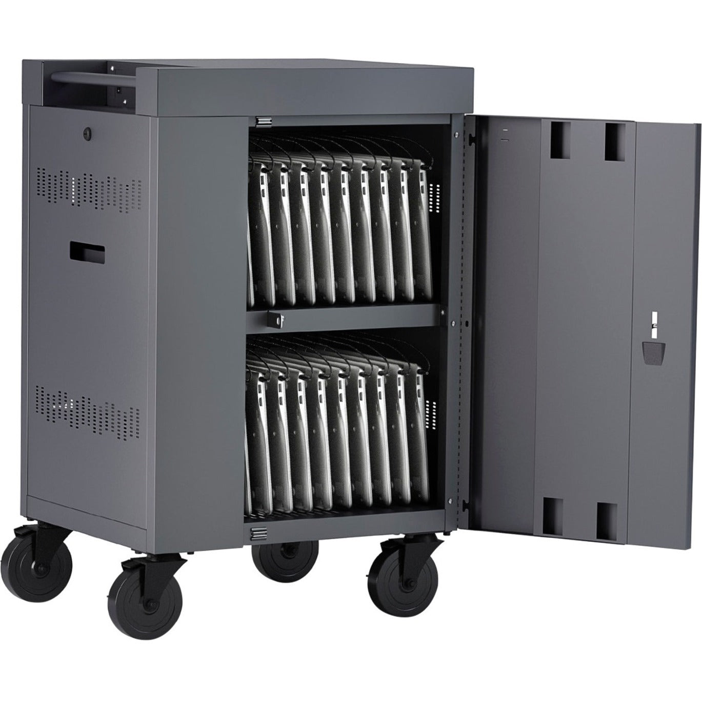 Bretford CUBE Cart Mini Charging Cart AC for 20 Devices Charcoal Paint