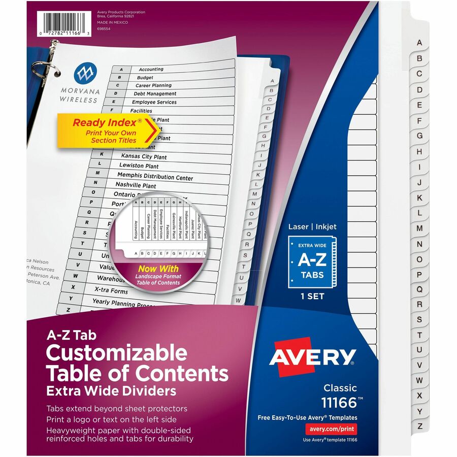 Avery&reg; Extra Wide A-Z Tabs Ready Index Dividers