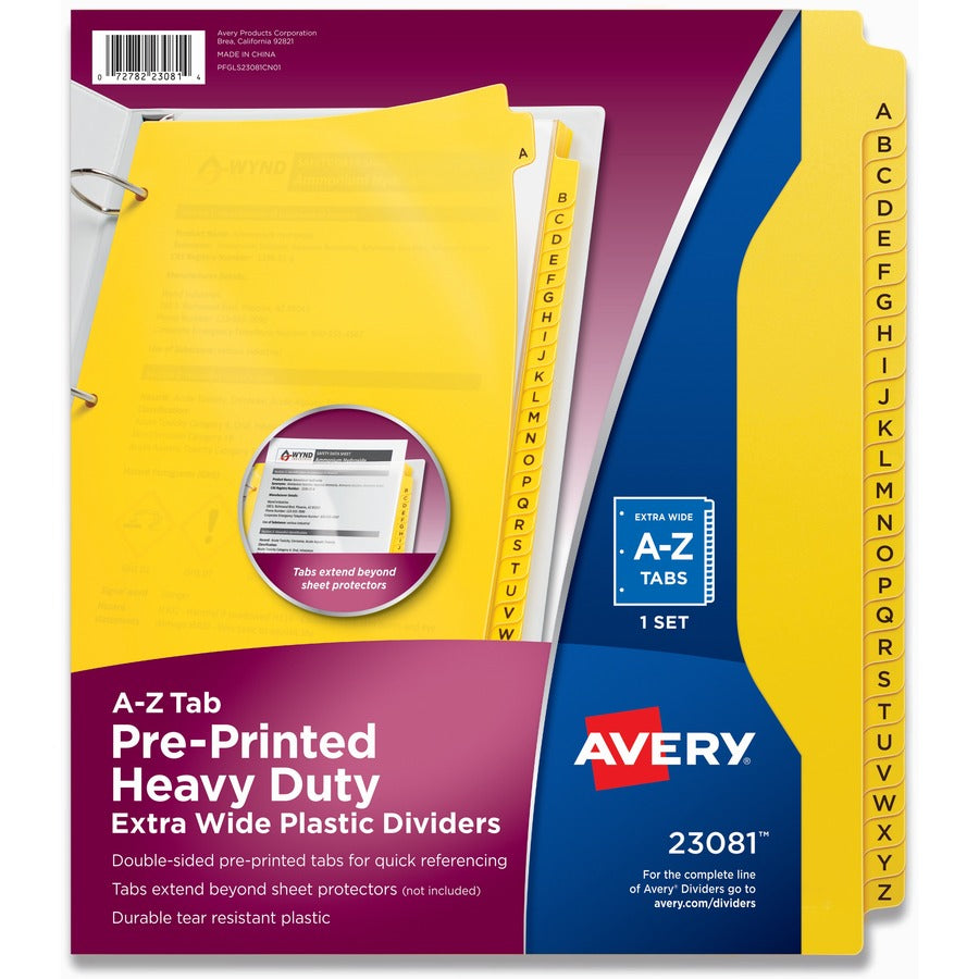 Avery&reg; Heavy-Duty Plastic A-Z Industrial Dividers