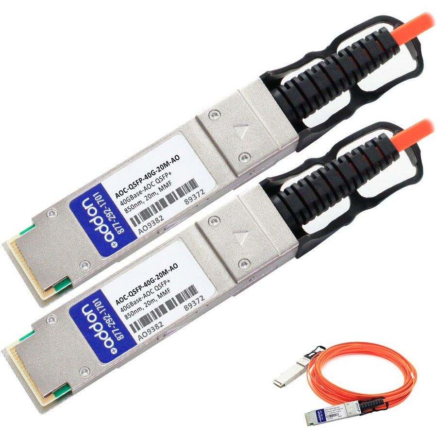 AddOn Dell Compatible TAA Compliant 40GBase-AOC QSFP+ to QSFP+ Direct Attach Cable (850nm MMF 20m)