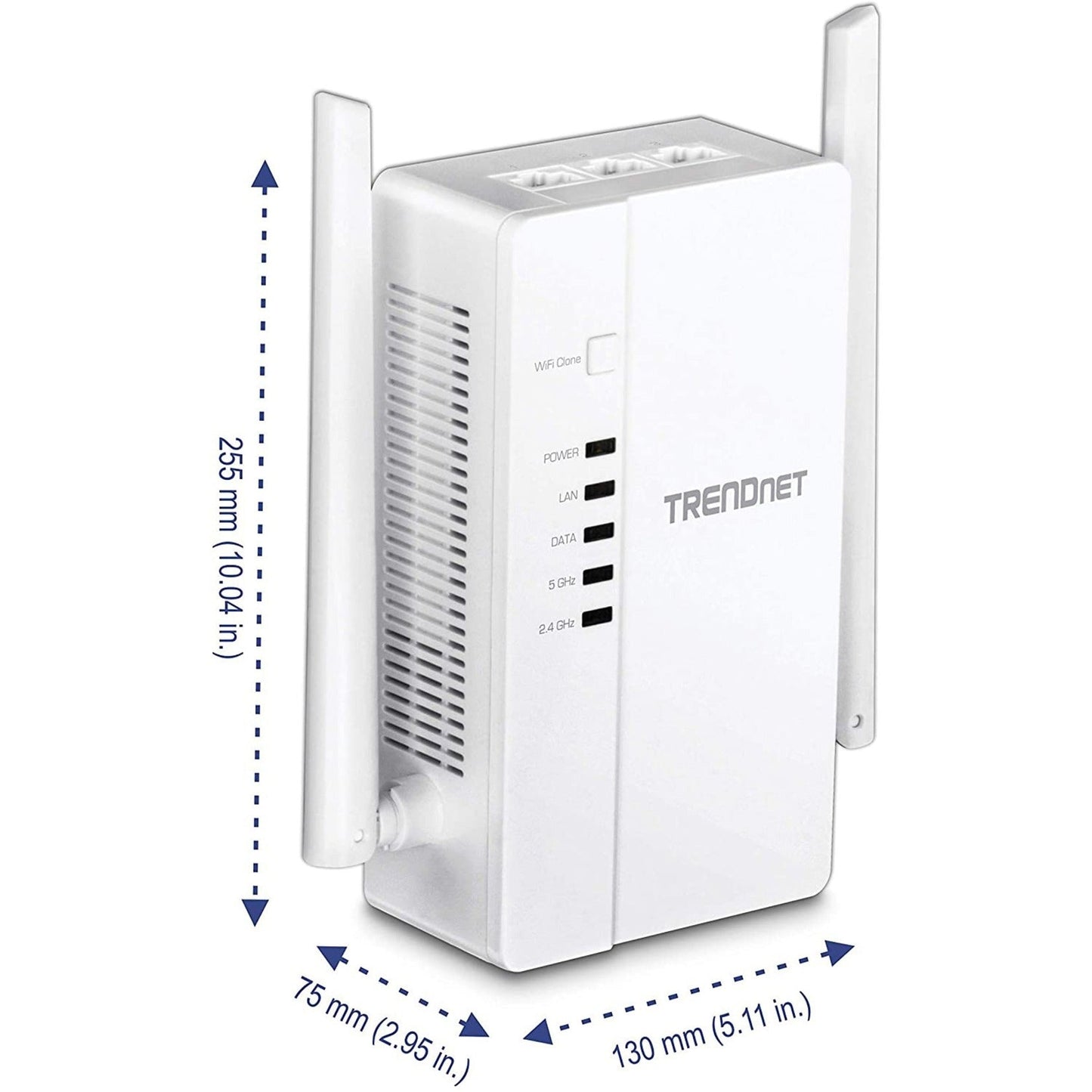 TRENDnet Wi-Fi Everywhere Powerline 1200 AV2 AC1200 Wireless Access Point Expand Your Wireless Coverage Built-in Concurrent Dual-Band 3 x Gigabit Ports MIMO Beamforming White TPL-430AP