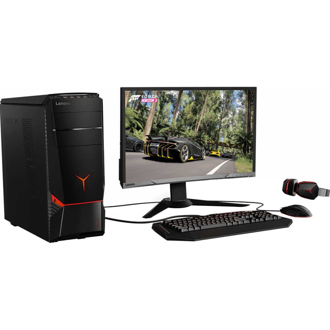 Lenovo Legion Y720T-34ASU 90H90002US Gaming Desktop Computer - AMD Ryzen 7 1800X 3 GHz - 16 GB RAM DDR4 SDRAM - 1 TB HDD - 256 GB SSD - Black