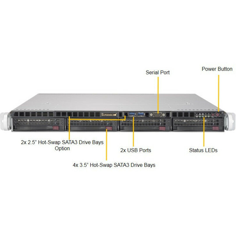 Supermicro SuperServer 5019S-MR-G1585L 1U Rack-mountable Server - 1 x Intel Xeon E3-1585L v5 3 GHz - Serial ATA/600 Controller