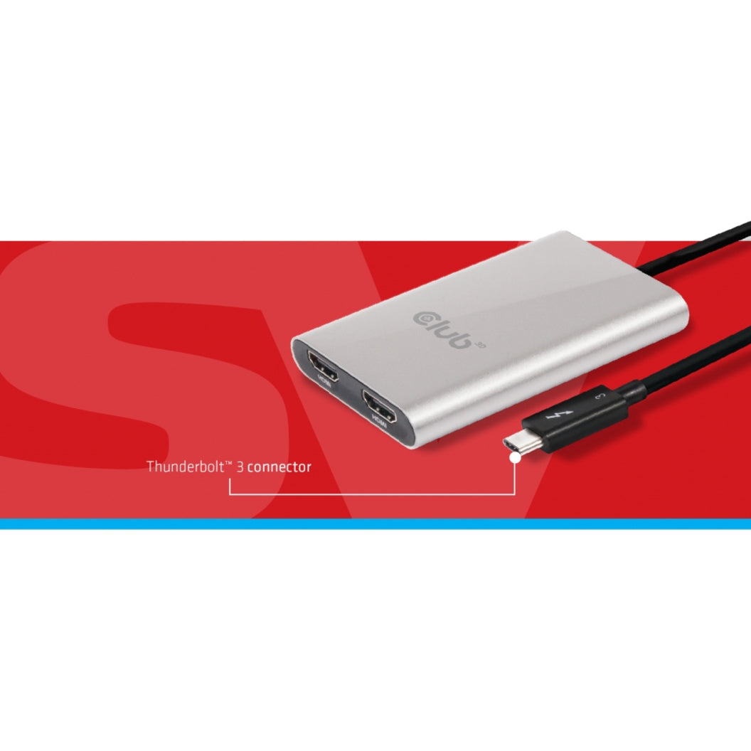 Club 3D SenseVision Thunderbolt&trade; 3 to Dual Displayport&trade; 1.2 Adapter