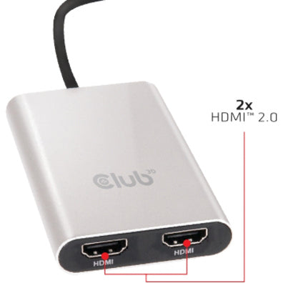 Club 3D SenseVision Thunderbolt&trade; 3 to Dual Displayport&trade; 1.2 Adapter