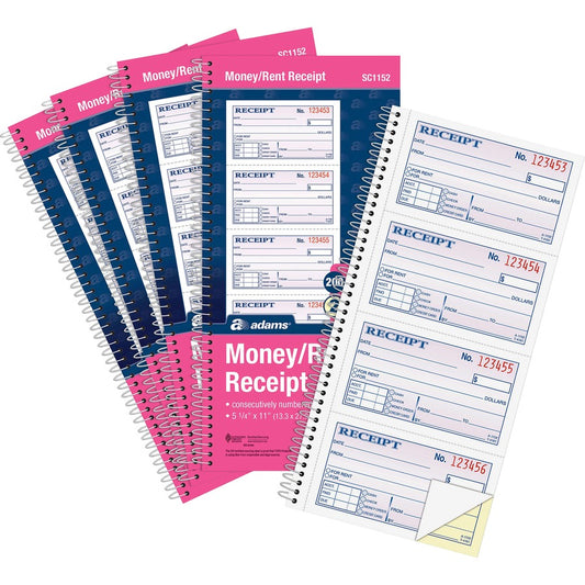 Adams Spiral 2-part Money/Rent Receipt Book