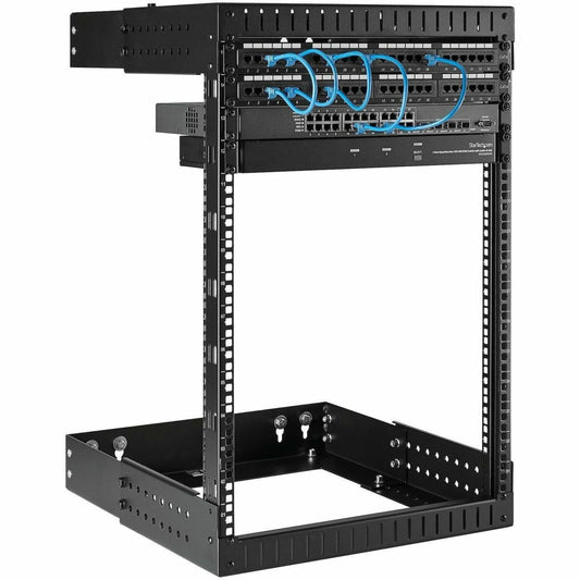 StarTech.com 2-Post 15U Heavy-Duty Wall Mount Network Rack 19" Open Frame Server Rack with Adjustable Depth Data Rack for IT Equipment~