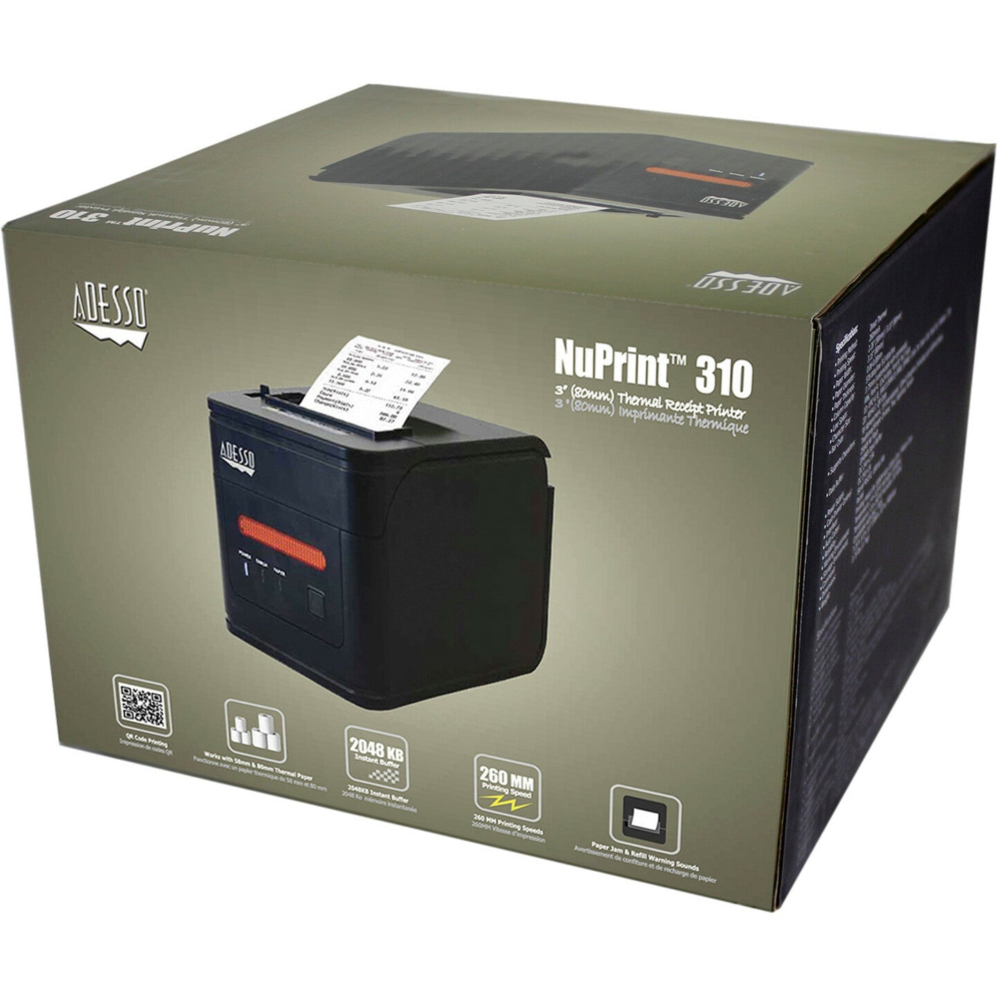 Adesso NuPrint NuPrint 310 Desktop Direct Thermal Printer - Monochrome - Receipt Print - USB - Serial