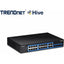 TRENDnet 20-Port Gigabit Web Smart Switch; 16 x Gigabit Ports; 4 x shared Gigabit Ports (RJ-45/SFP); VLAN; QoS; LACP; IPv6 Support; 40 Gbps Switching Capacity; Lifetime Protection; TEG-204WS
