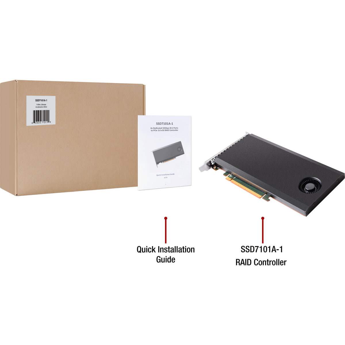 HighPoint SSD7101A-1 4x Dedicated 32Gbps M.2 Ports to PCIe 3.0 x16 RAID Controller