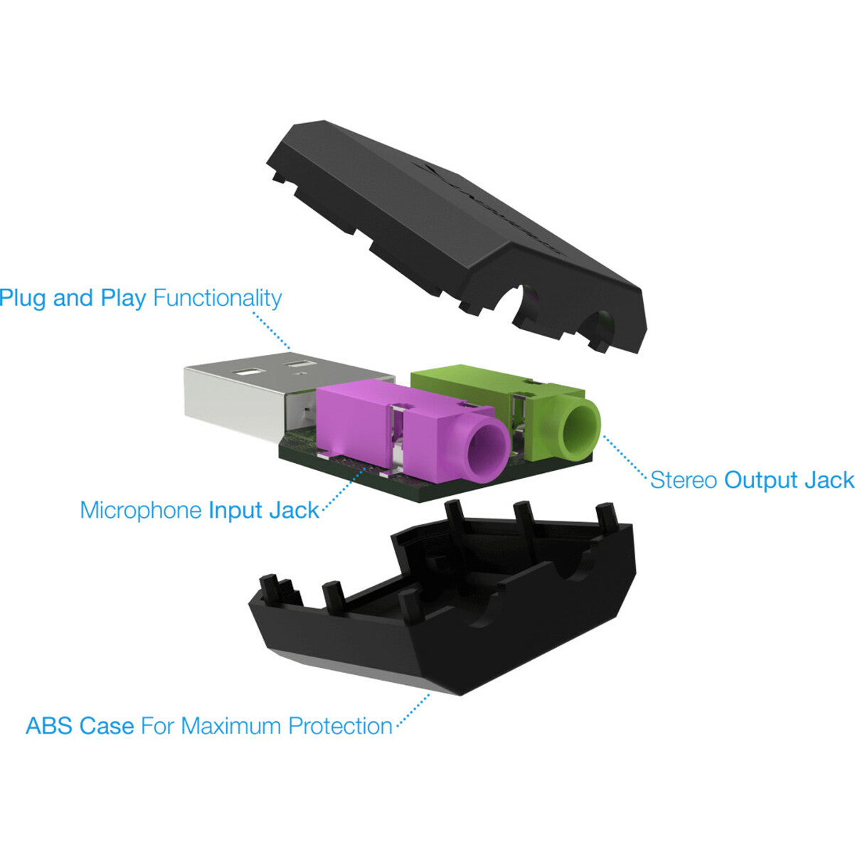Sabrent USB External Stereo 3D Sound Adapter | Black