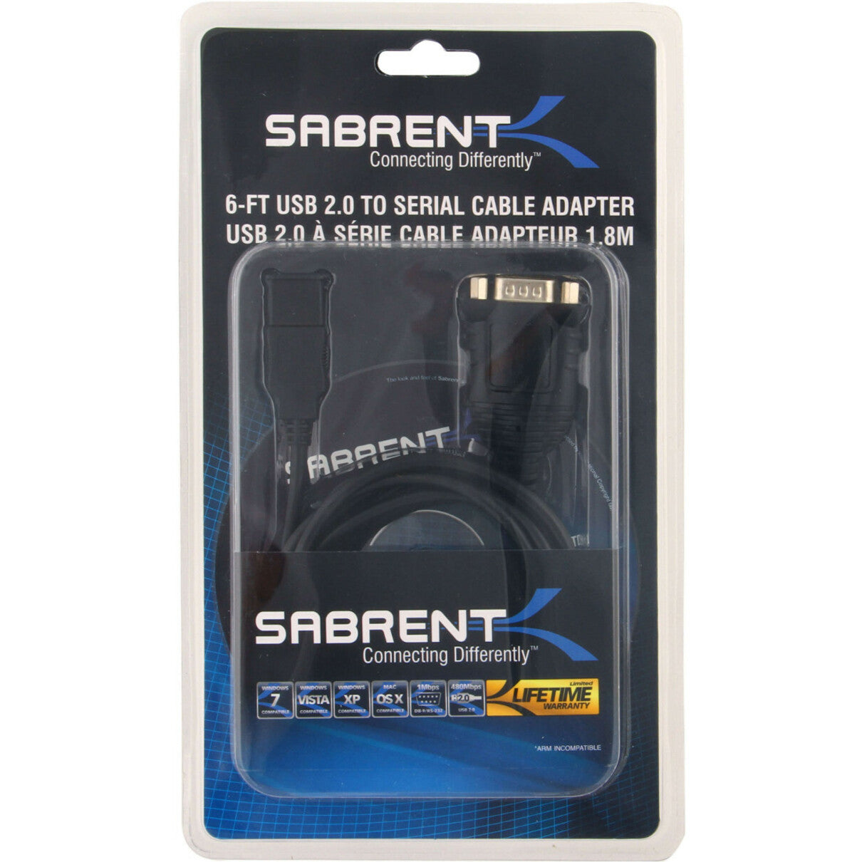 Sabrent USB 2.0 to Serial 6 ft Adapter Cable (FTDI Chipset)