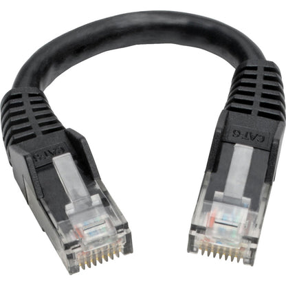 Tripp Lite Cat6 Gigabit Snagless Molded (UTP) Ethernet Cable (RJ45 M/M) PoE Black 6-in. (15.24 cm)