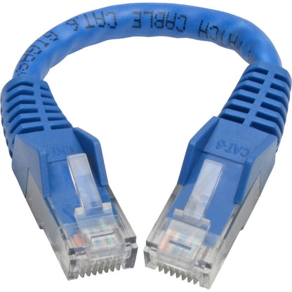 Tripp Lite Cat6 Gigabit Snagless Molded (UTP) Ethernet Cable (RJ45 M/M) PoE Blue 6-in. (15.24 cm)
