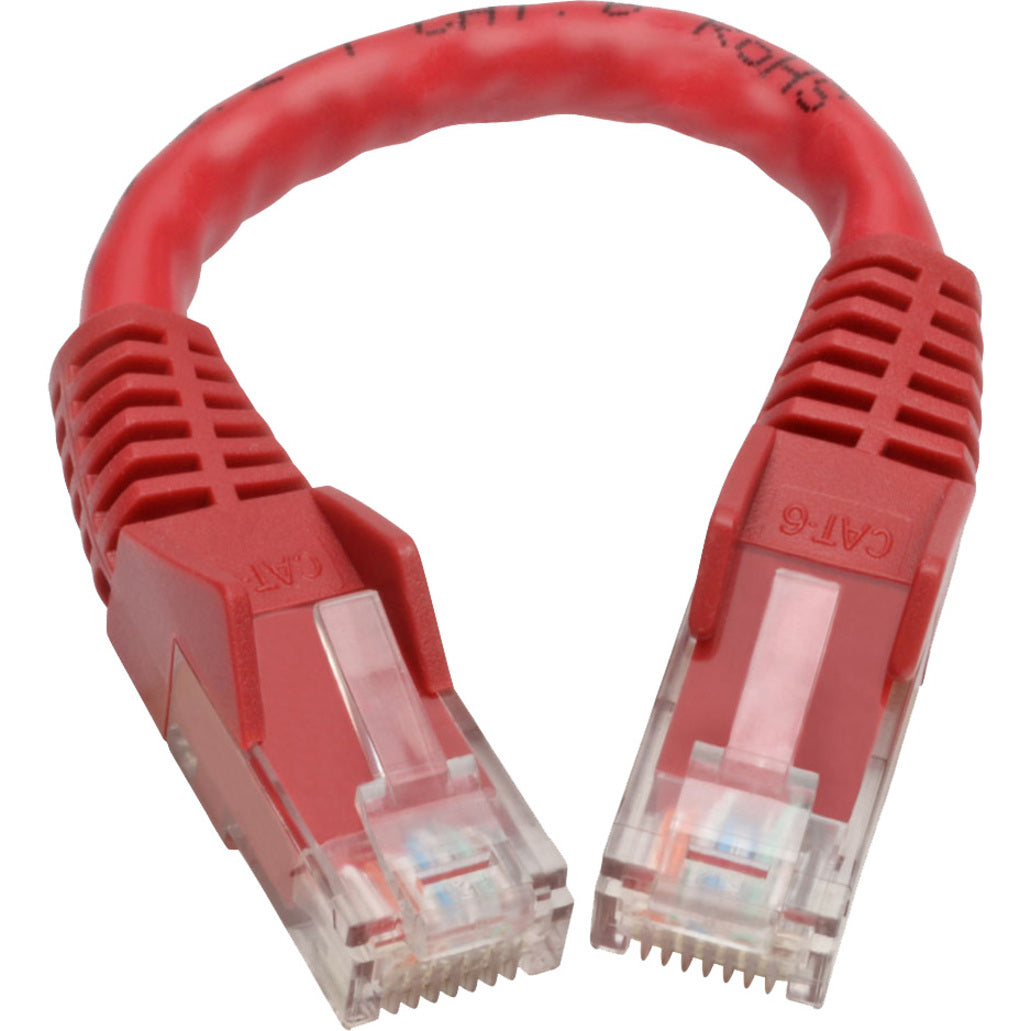 Tripp Lite Cat6 Gigabit Snagless Molded (UTP) Ethernet Cable (RJ45 M/M) PoE Red 6-in. (15.24 cm)