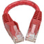 Tripp Lite Cat6 Gigabit Snagless Molded (UTP) Ethernet Cable (RJ45 M/M) PoE Red 6-in. (15.24 cm)
