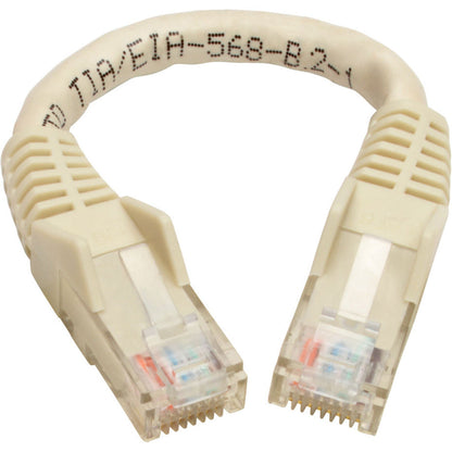 Tripp Lite Cat6 Gigabit Snagless Molded (UTP) Ethernet Cable (RJ45 M/M) PoE White 6-in. (15.24 cm)