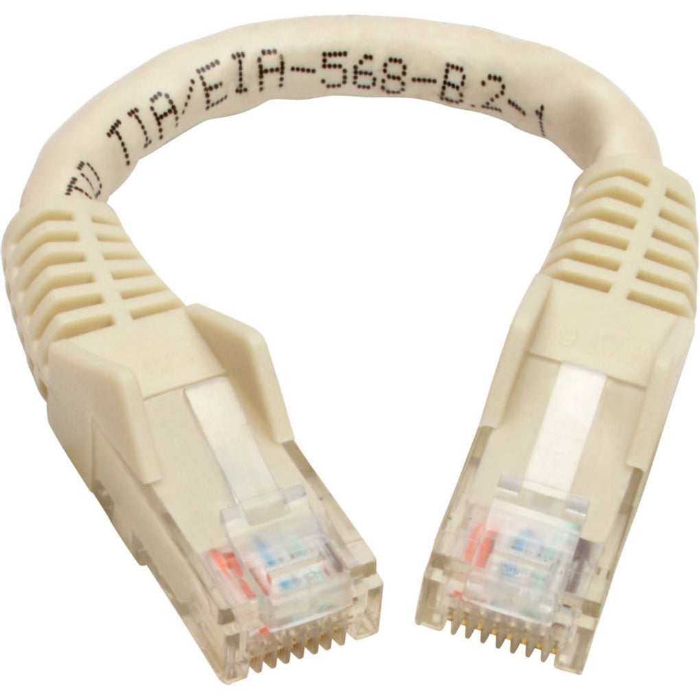 Tripp Lite Cat6 Gigabit Snagless Molded (UTP) Ethernet Cable (RJ45 M/M) PoE White 6-in. (15.24 cm)