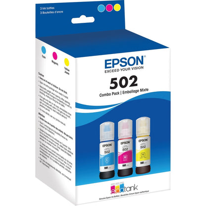 Epson T502 Multi-Color Ink Cartridges C/M/Y 3-Pack