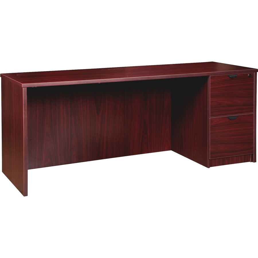 Lorell Prominence 2.0 Mahogany Laminate Right-Pedestal Credenza - 2-Drawer