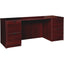 Lorell Prominence 2.0 Mahogany Laminate Double-Pedestal Credenza - 2-Drawer