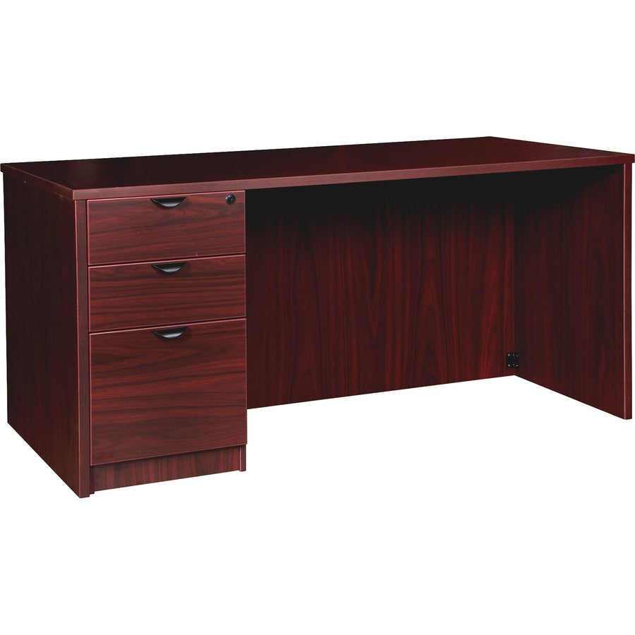 Lorell Prominence 2.0 Mahogany Laminate Box/Box/File Left-Pedestal Desk - 3-Drawer