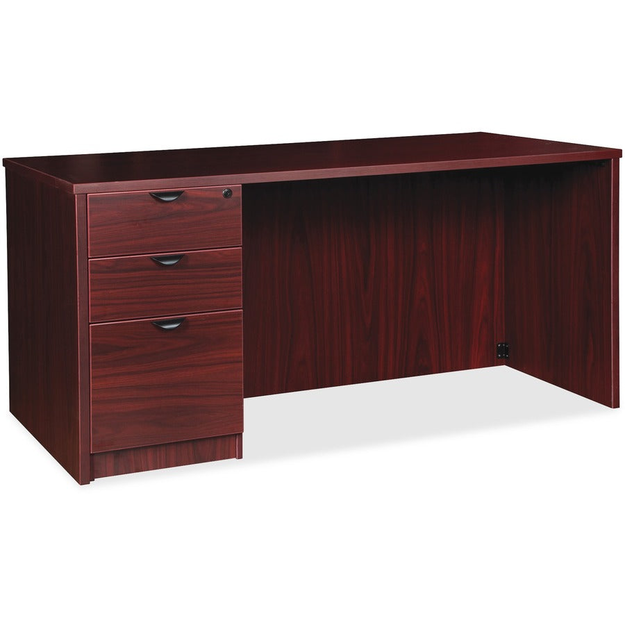 Lorell Prominence 2.0 Mahogany Laminate Box/Box/File Left-Pedestal Desk - 3-Drawer