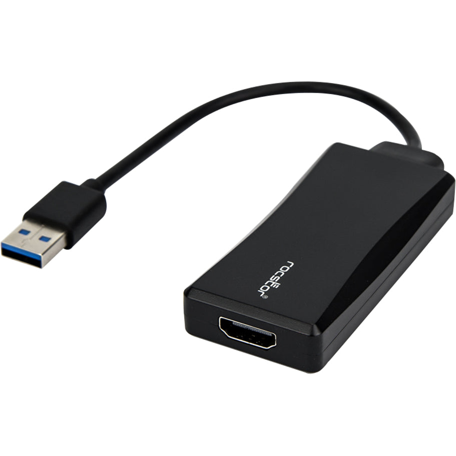 Rocstor Premium USB to HDMI Adapter - USB 3.0 to HDMI External USB Video Graphics Adapter - Resolutions up to 1920x1200 1080p- 1x USB 3.0 Type A Male 1 x HDMI Female - 6" - Black - Compatible with PC or Mac USB GRAPHICS CARD ADAPTER