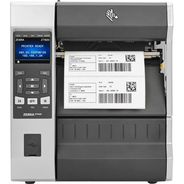 Zebra ZT620 Industrial Direct Thermal/Thermal Transfer Printer - Monochrome - Label Print - Ethernet - USB - Serial - Bluetooth