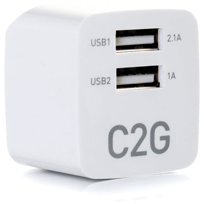 C2G 2-Port USB Wall Charger - AC to USB Adapter - 5V 2.1A Output