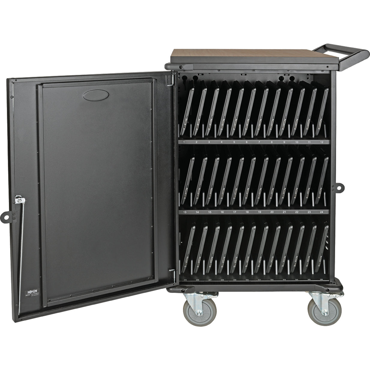 Tripp Lite Multi-Device Charging Cart 36 AC Outlets Chromebooks and Laptops 230V BS 1363 Black