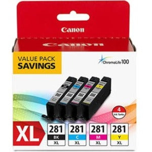 Canon CLI-281 XL Original Inkjet Ink Cartridge - Value Pack - Black Cyan Magenta Yellow - 4 Pack