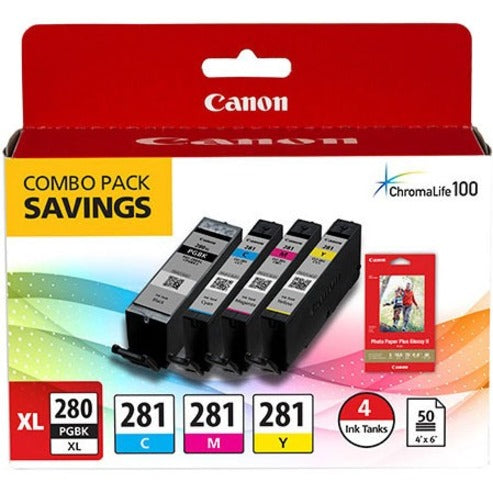 Canon Inkjet Ink Cartridge/Paper Kit - Combo Pack - Black Cyan Magenta Yellow Pack