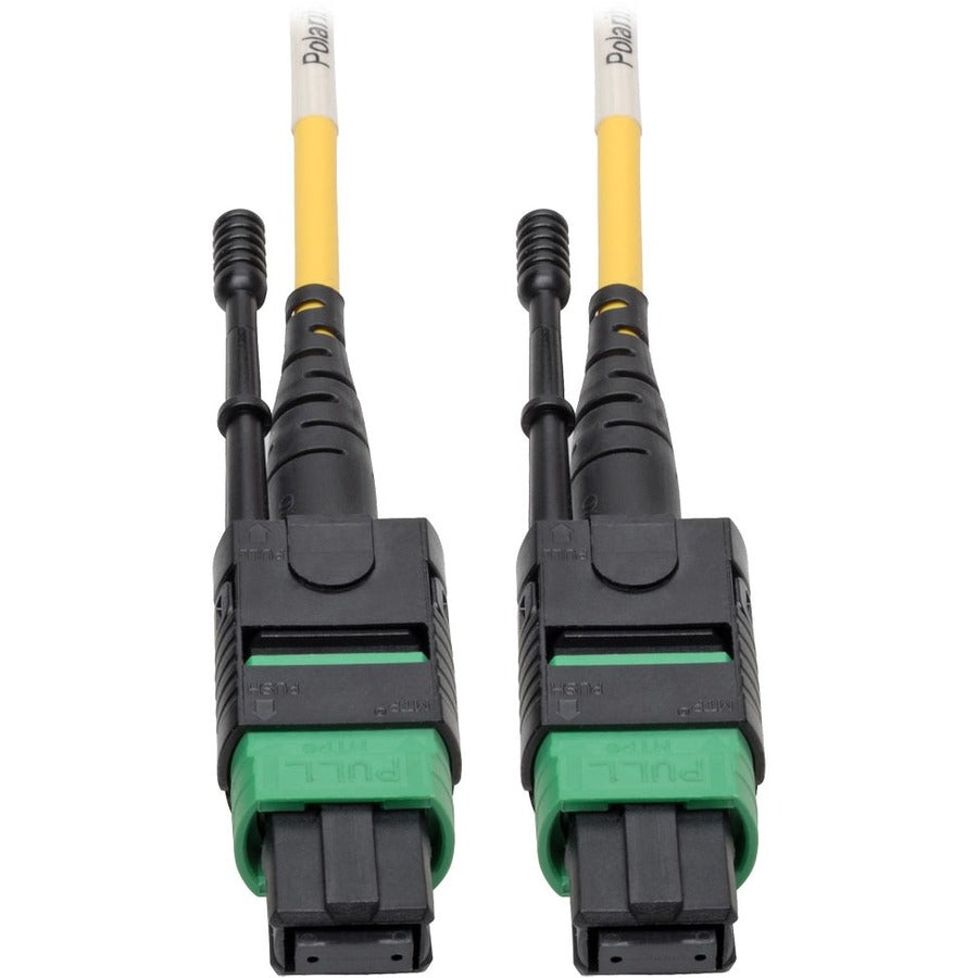 Tripp Lite MTP/MPO (APC) Singlemode Patch Cable (F/F) 12 Fiber 40/100 GbE QSFP+ 40GBASE-PLR4 Plenum Push/Pull Tab Yellow 3 m (10 ft.)