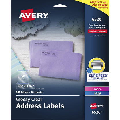 Avery&reg; Easy Peel High Gloss Clear Mailing Labels