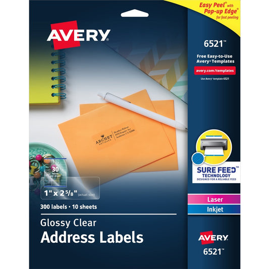 Avery&reg; Easy Peel High Gloss Clear Mailing Labels