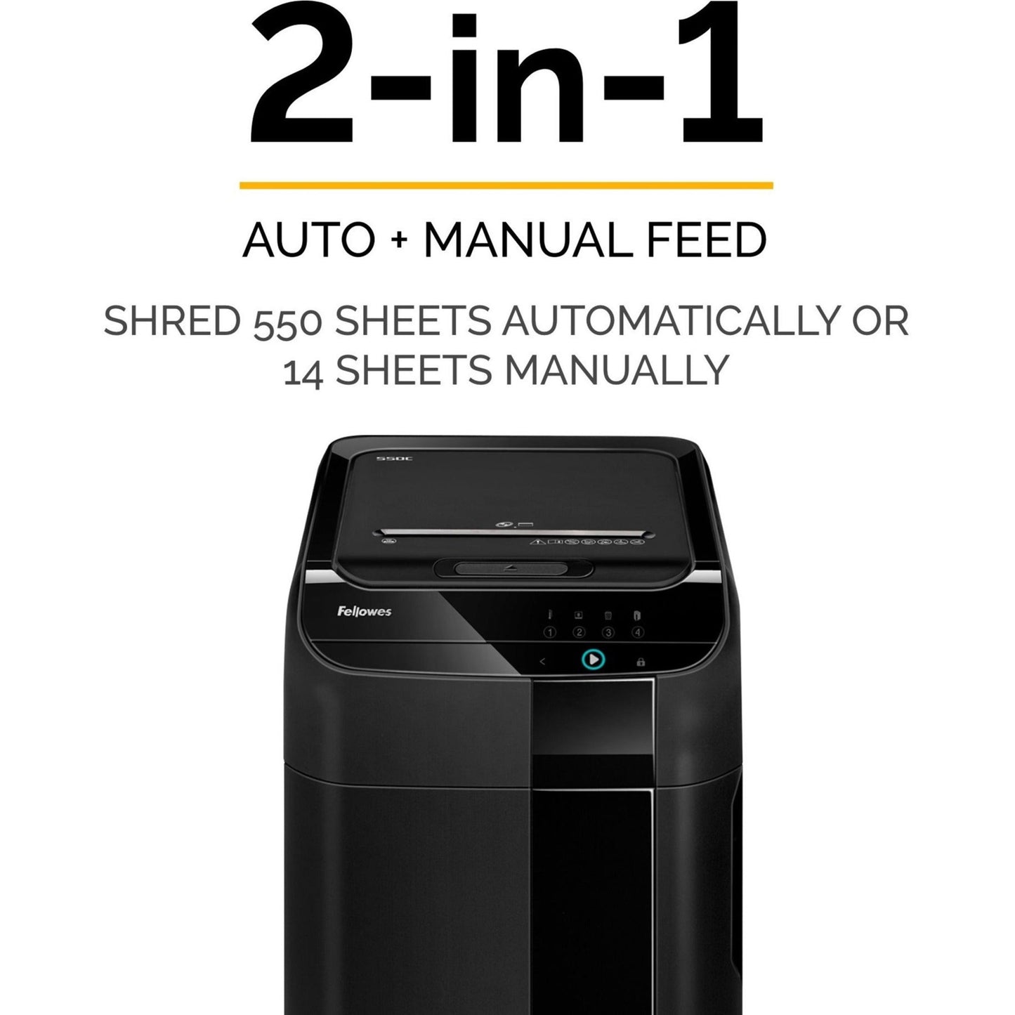 Fellowes&reg; AutoMax 550C Cross Cut Auto Feed 2-in-1 Heavy Duty Commercial Paper Shredder with SilentShred&trade;